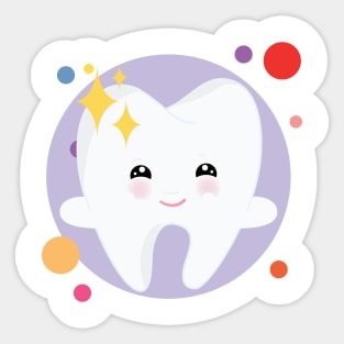 Shiny Happy Clean Tooth Sparking Cute Kawaii Kids Design Sticker